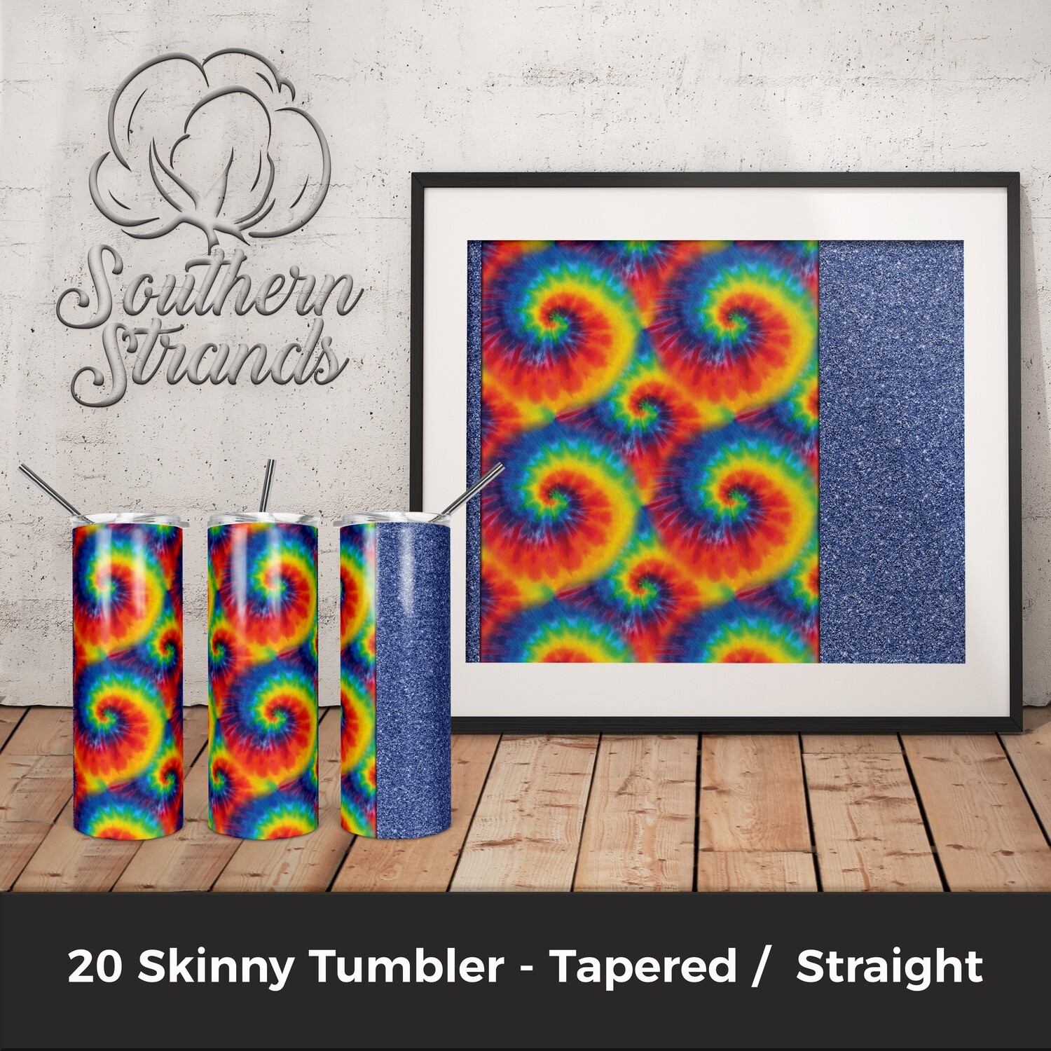 TieDye and Glitter - Dark Blue Tumbler | Add Your Own Text | DIGITAL DESIGN