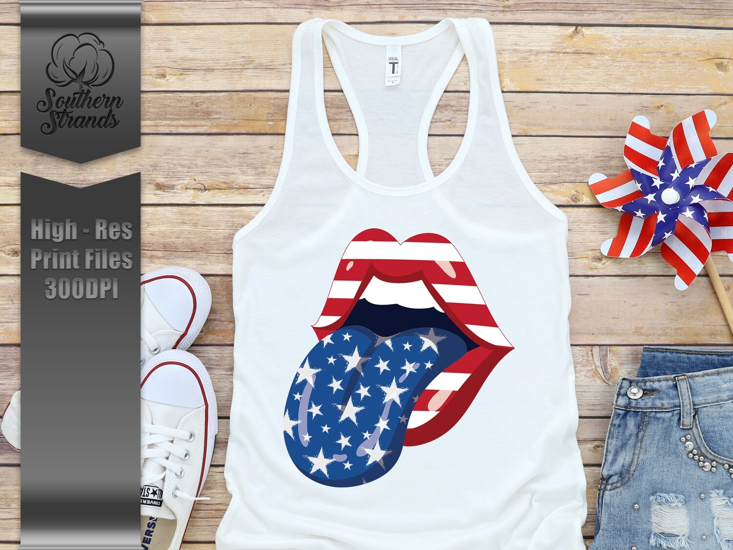 Red White and Blue Horizontal Stripe Tongue | DIGITAL DESIGN