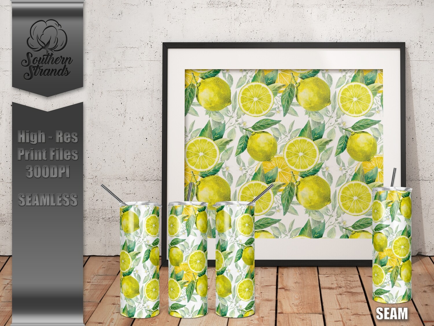 Lemon Watercolor Tumbler | Full Wrap | DIGITAL DESIGN