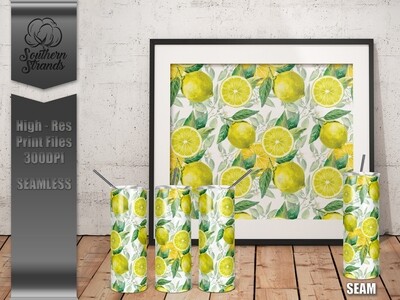 Lemon Watercolor Tumbler | Full Wrap | DIGITAL DESIGN