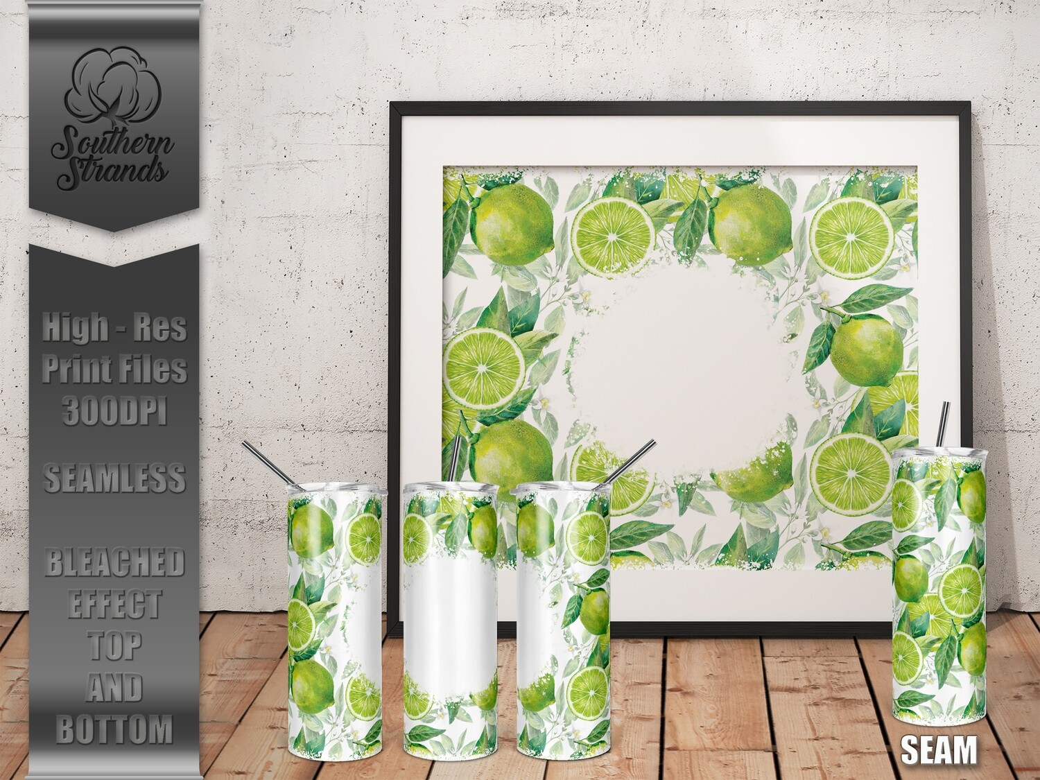 Lime Watercolor Tumbler | Bleached Top Bottom | DIGITAL DESIGN