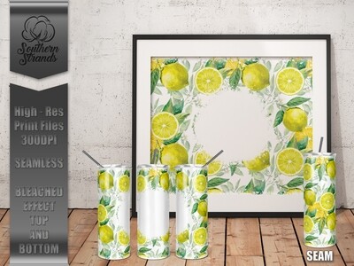 Lemon Watercolor Tumbler | Bleached Top Bottom | DIGITAL DESIGN