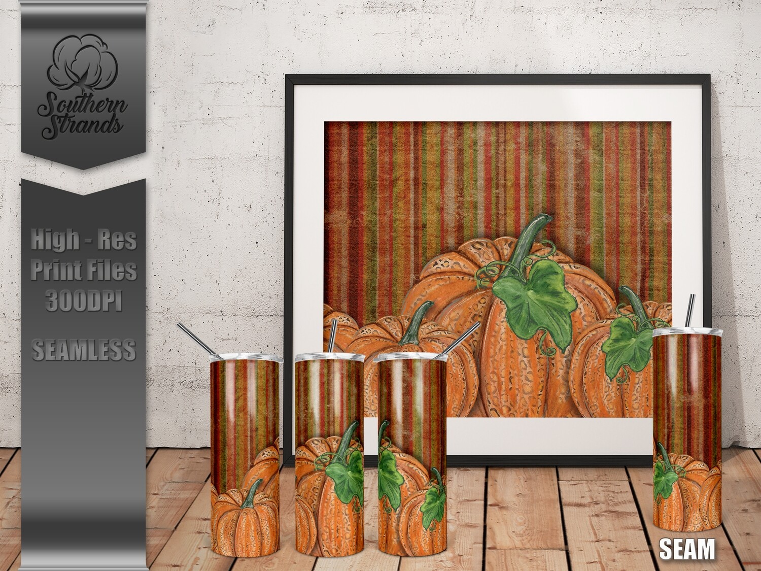 Watercolor Leopard Pumpkins Tumbler | SEAMLESS | DIGITAL DESIGN