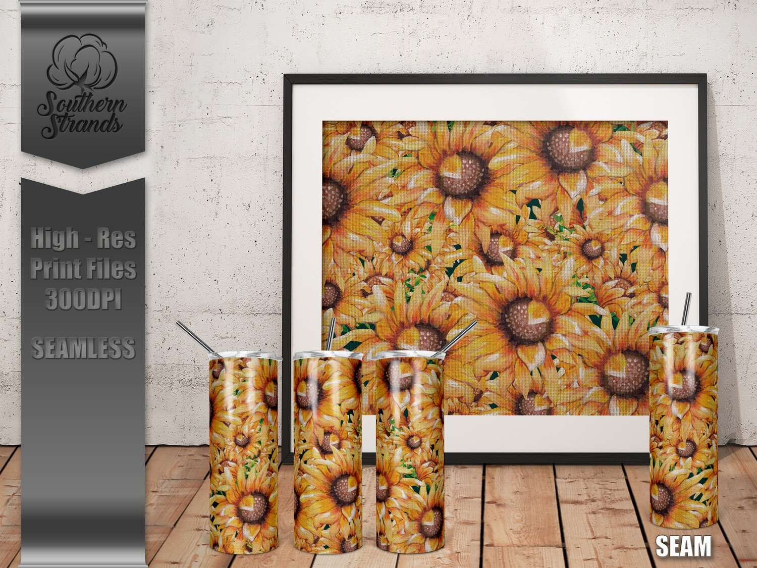 Sunflower Fabric Seamless Wrap Tumbler | SEAMLESS | DIGITAL DESIGN