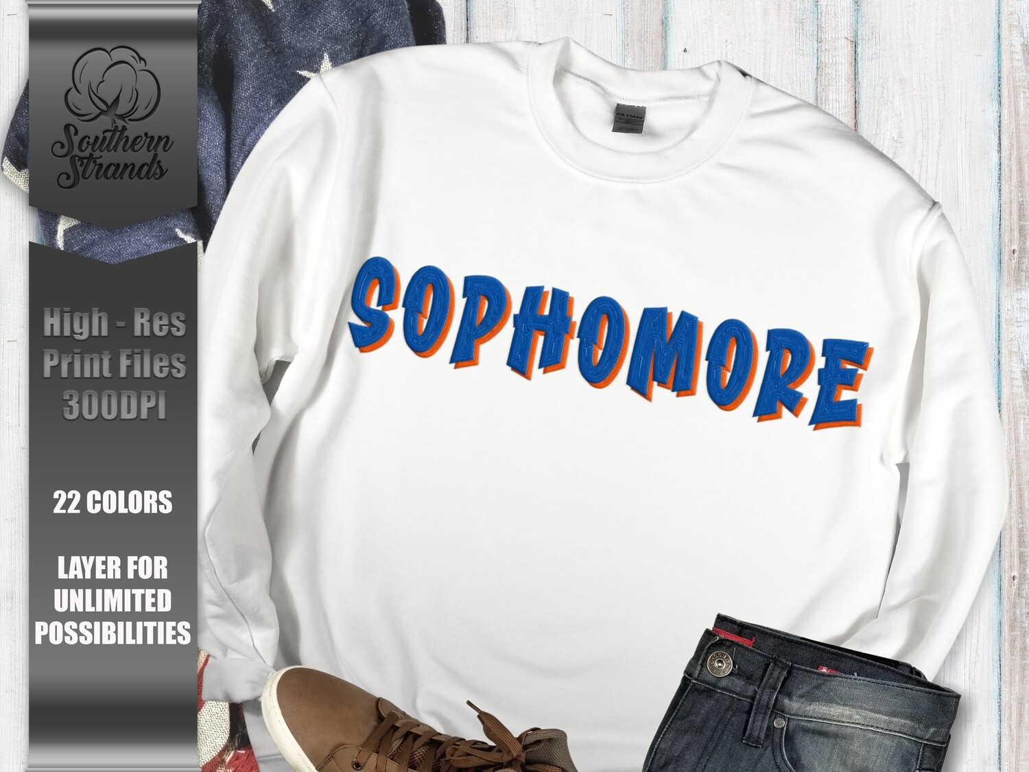 Embroidered High School Names - Sophomore Bundle - 22 colors | DIGITAL DESIGN