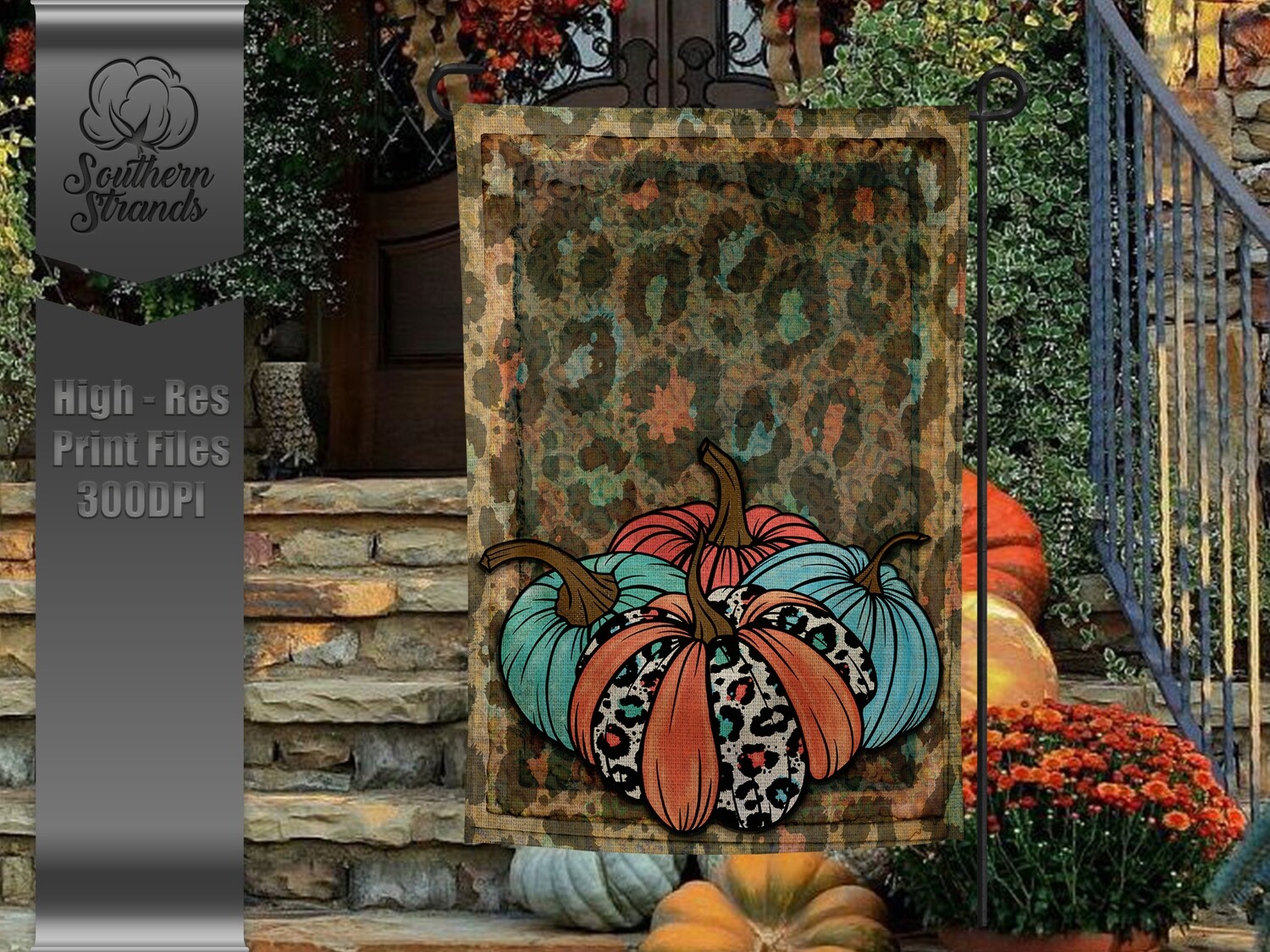 Flashy Fall Pumpkins Garden Flag | Add Your Own Words | 12x18