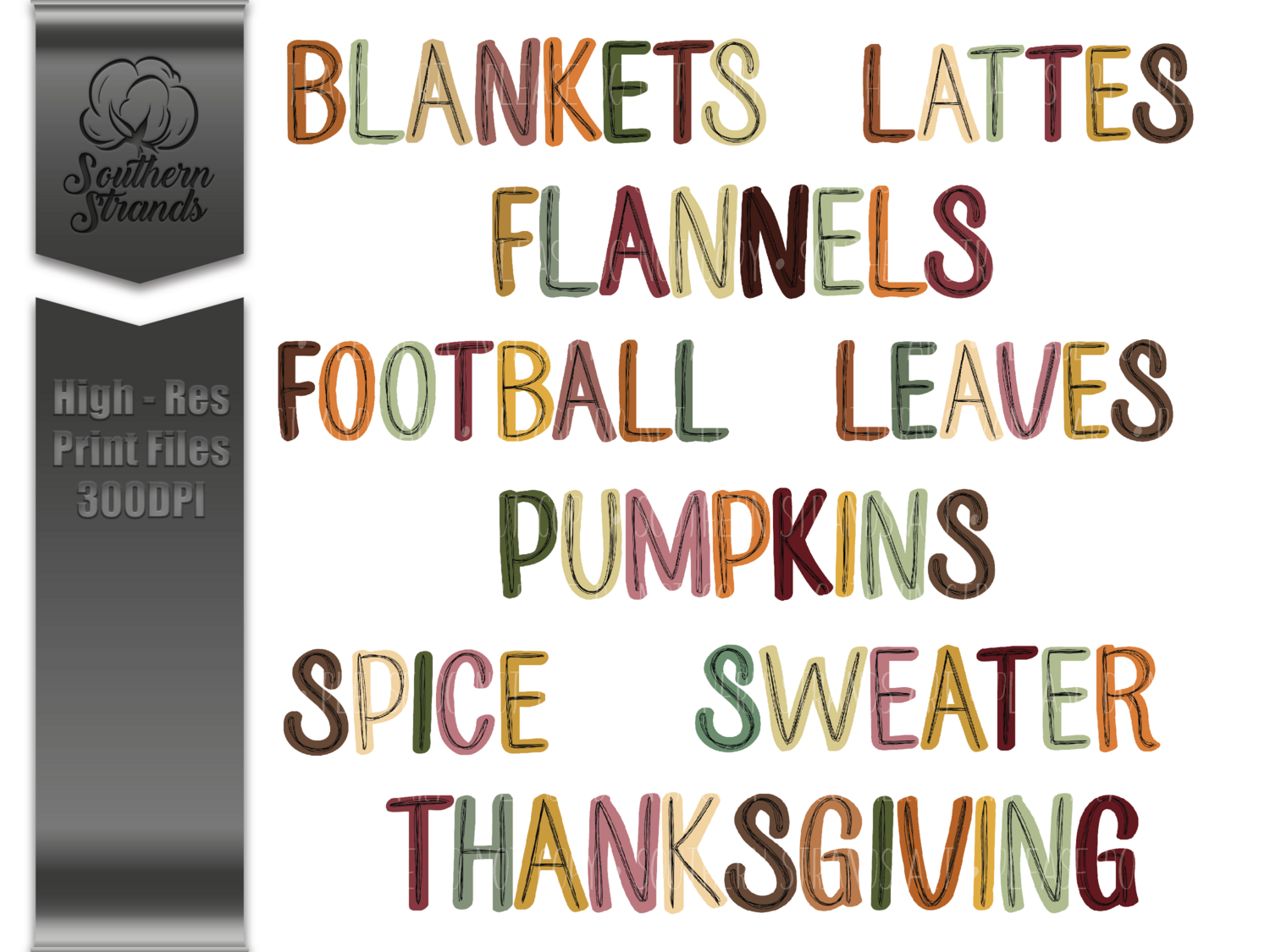 Fall Doodle Word Bundle | DIGITAL DESIGN