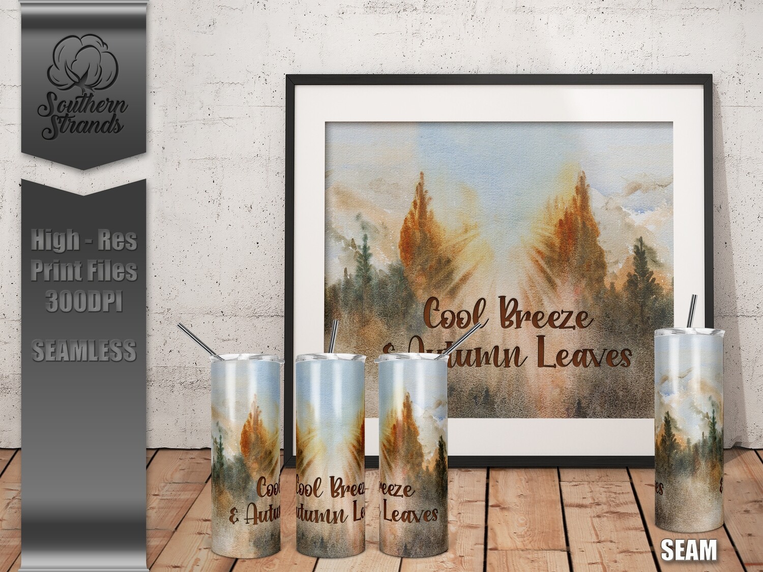Cool Breeze &amp; Autumn Leaves Tumbler | SEAMLESS | DIGITAL DESIGN