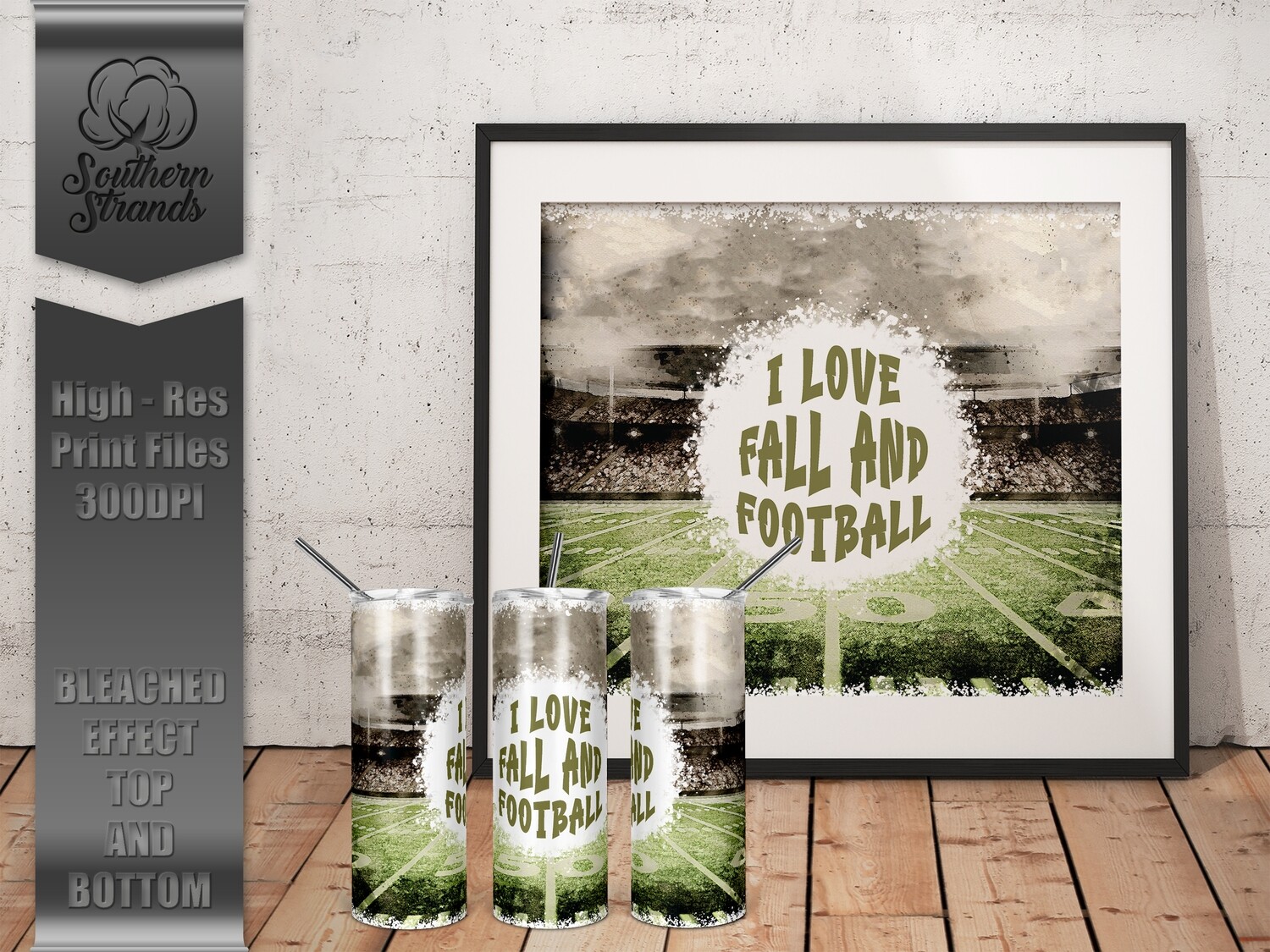 I Love Fall &amp; Football Tumbler WITH WORDS | DIGITAL DESIGN