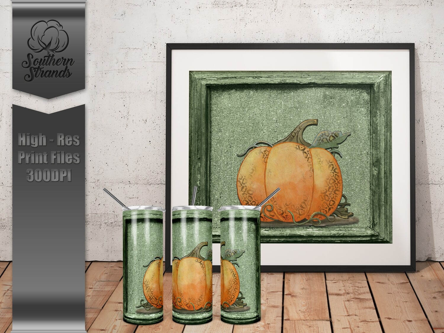 Leopard and Wood Pumpkin Tumbler | DIGITAL DESIGN