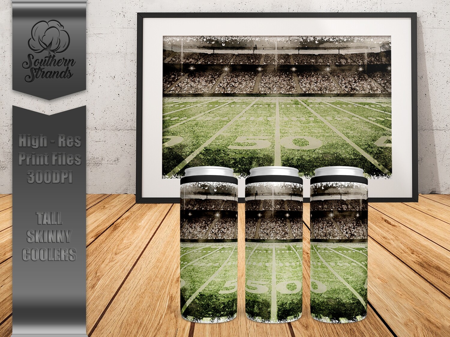 I Love Football Bleached Edges | Skinny Can Cooler | DIGITAL DESIGN