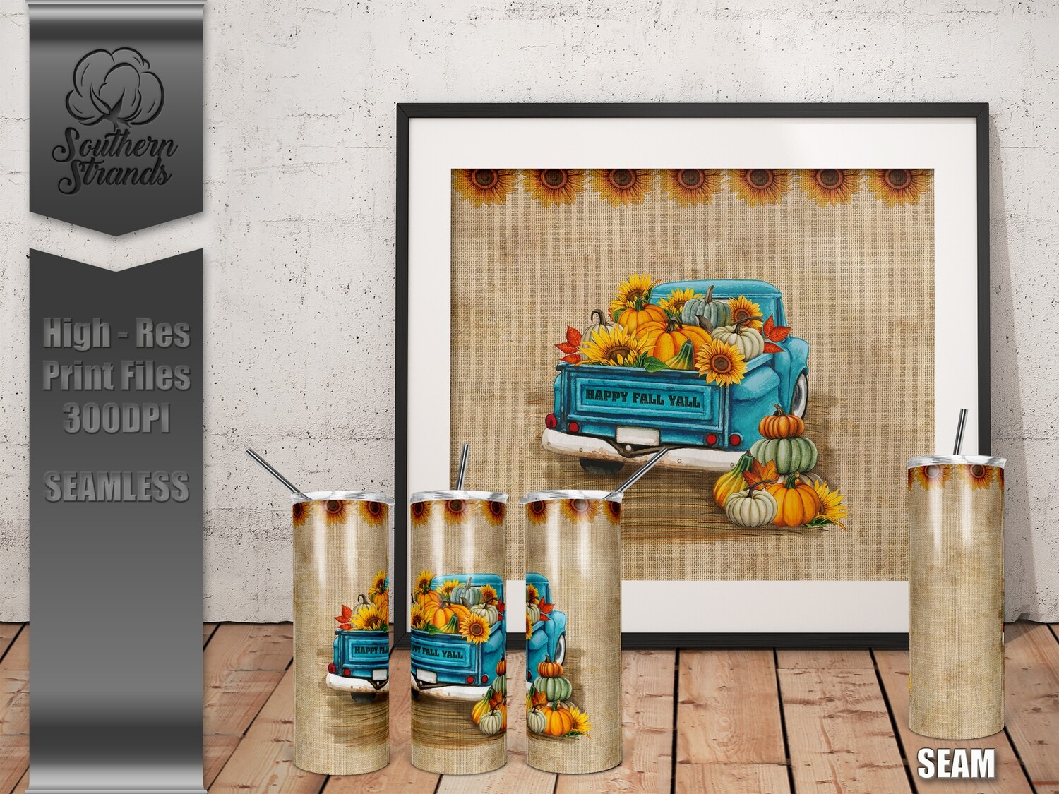 Fall Pumpkin Truck 20oz Tumbler | SEAMLESS | DIGITAL DESIGN