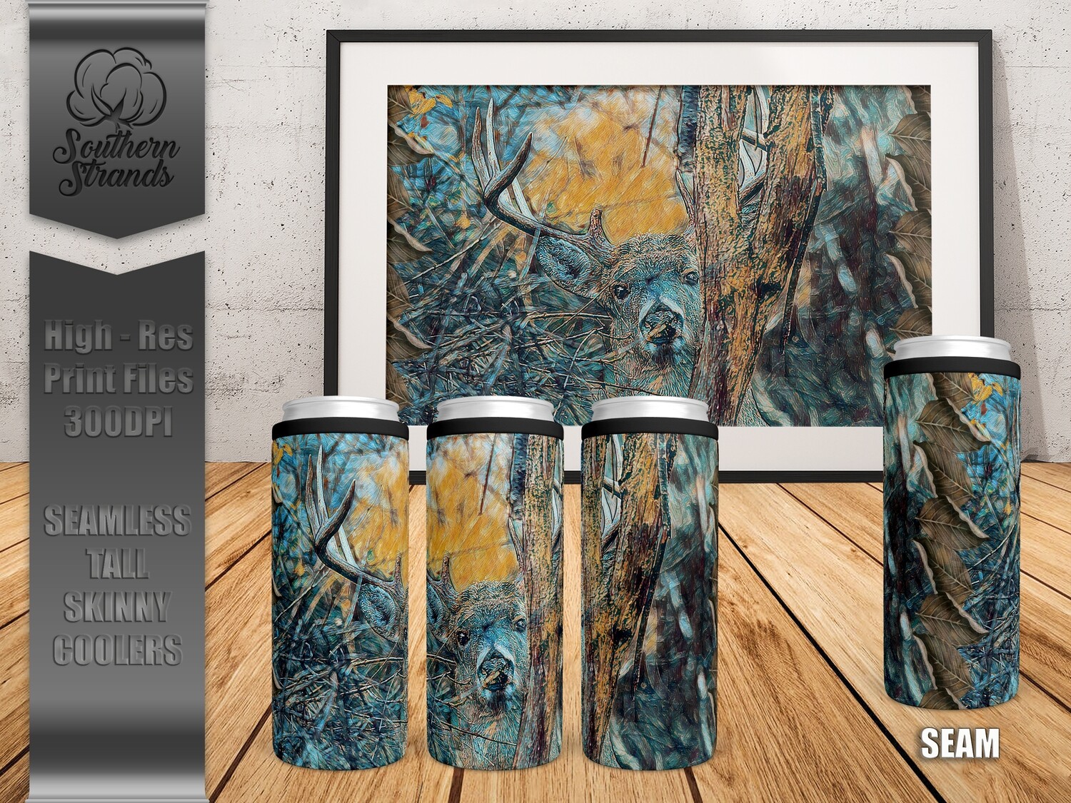 Deer Impression 1 | SEAMLESS | Skinny Can Cooler | DIGITAL DESIGN