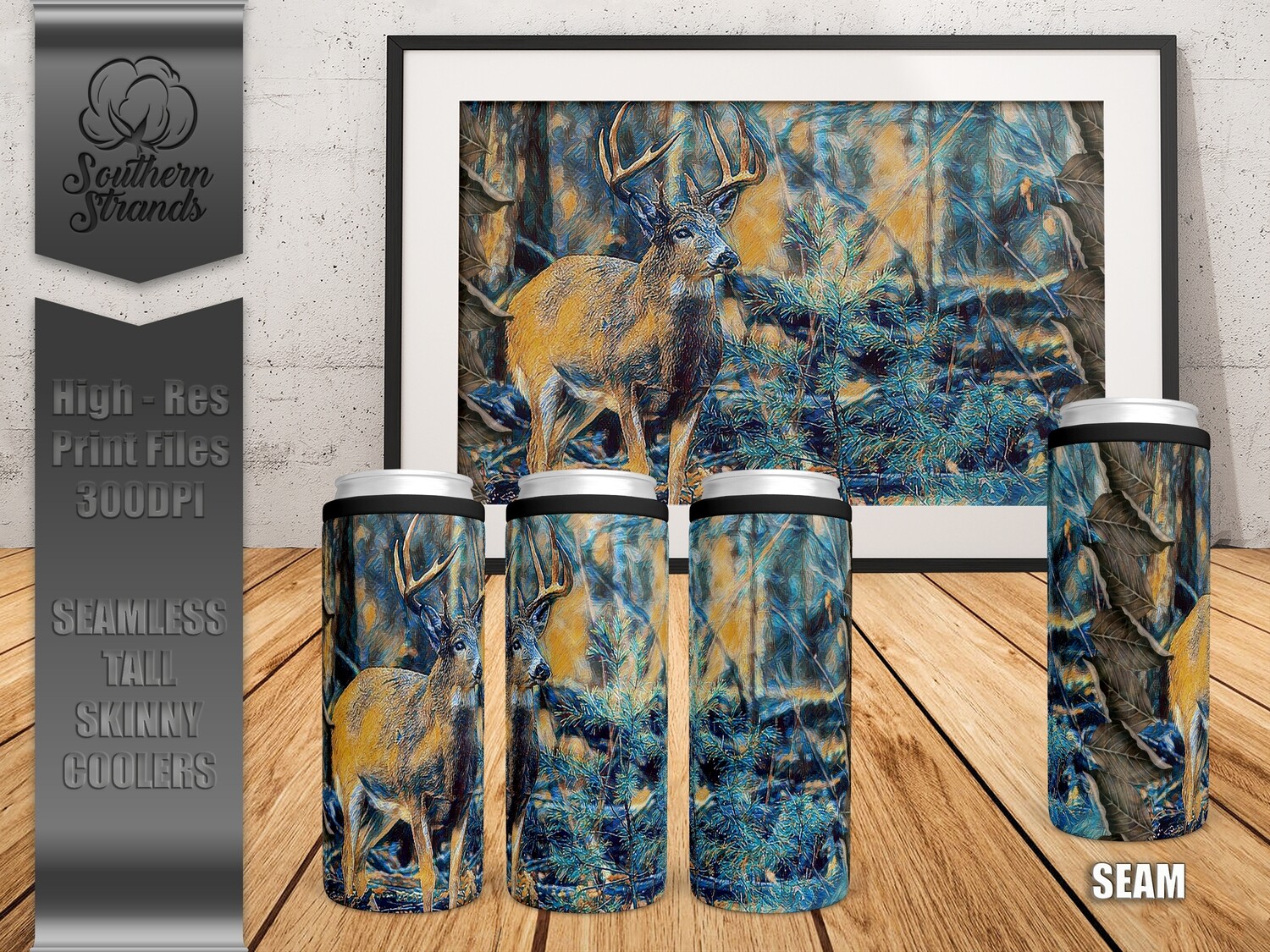 Deer Impression 2 | SEAMLESS | Skinny Can Cooler | DIGITAL DESIGN