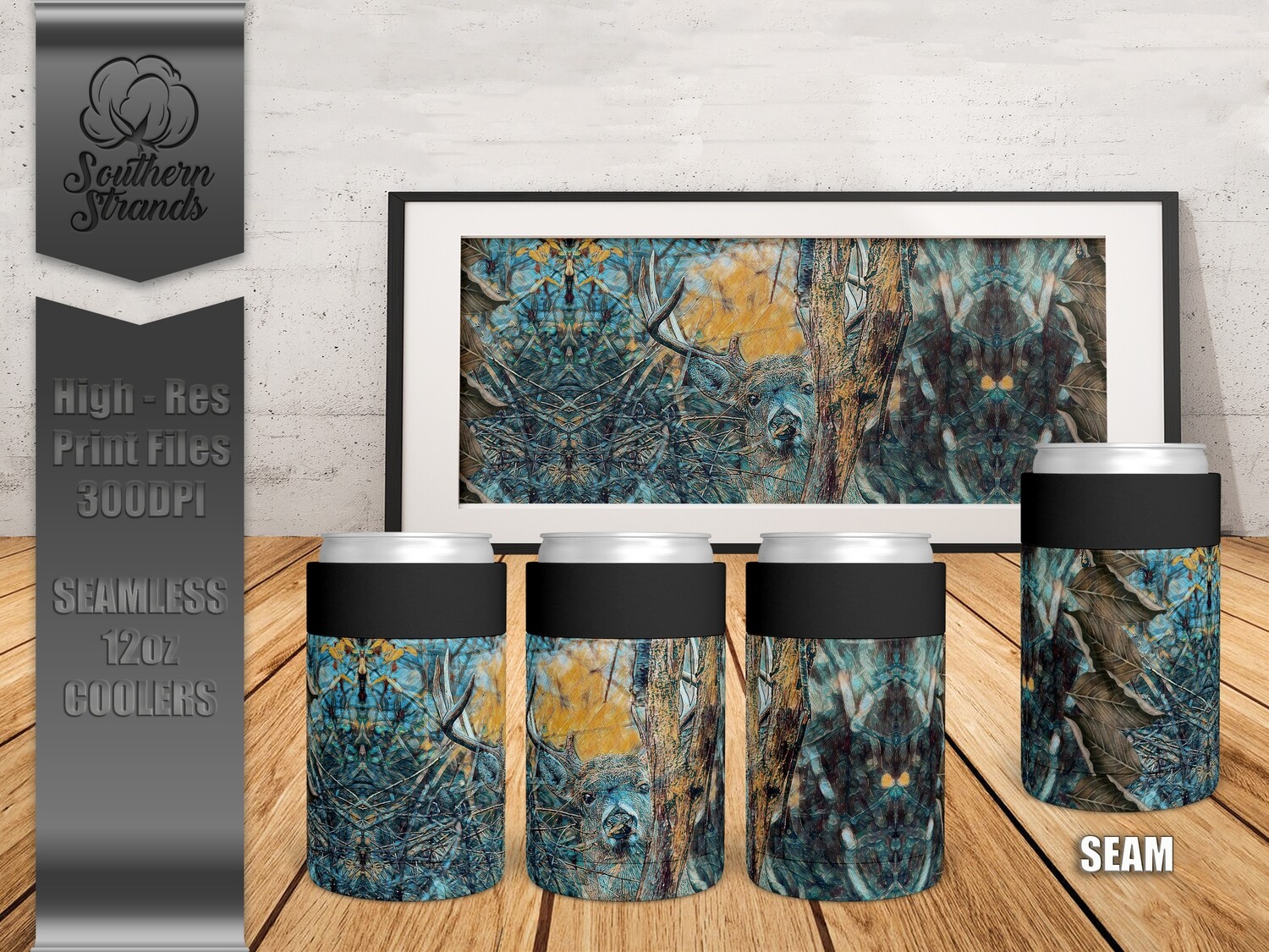 Deer Impression 1 | SEAMLESS | 12oz Can Cooler | DIGITAL DESIGN