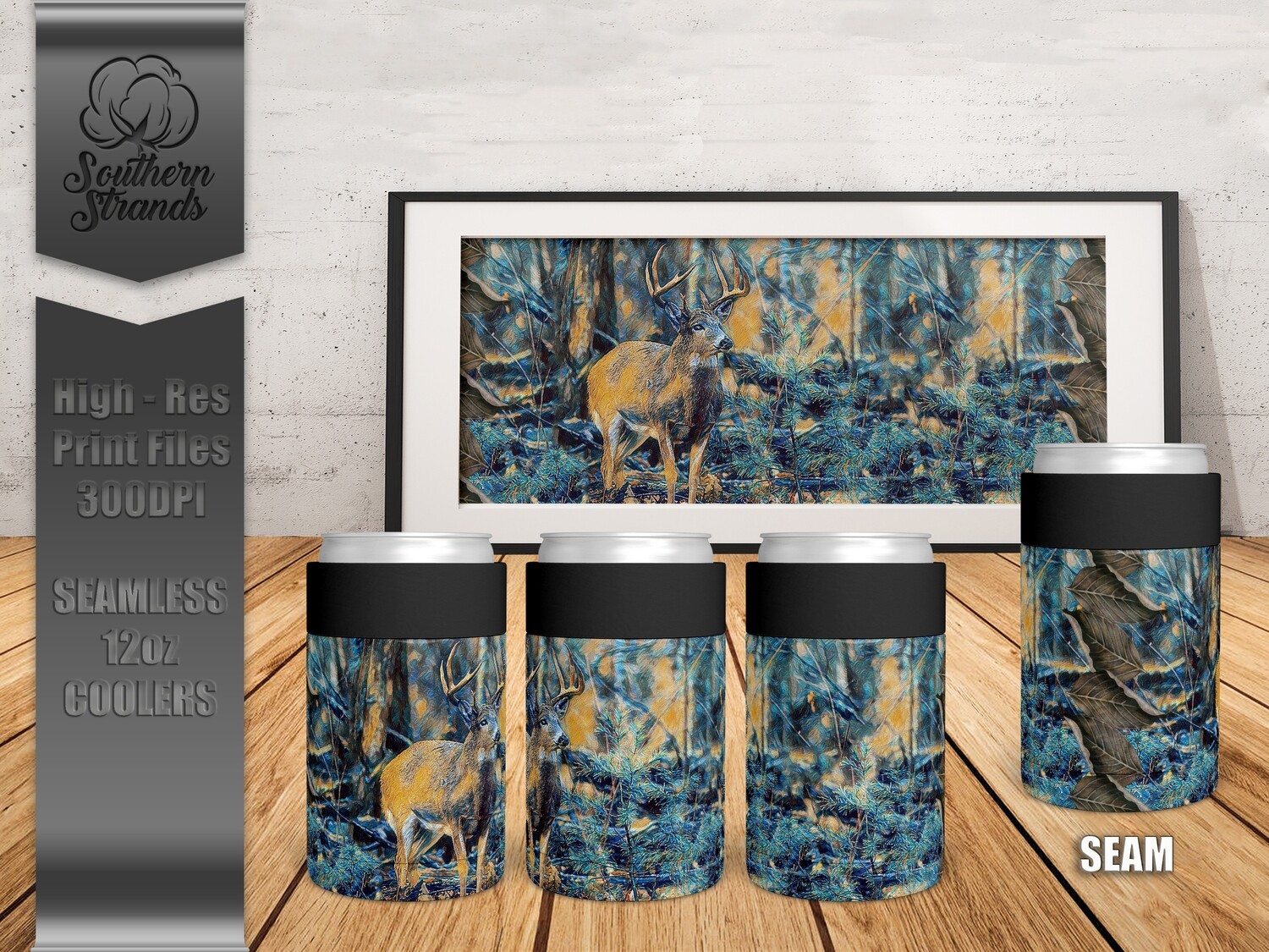 Deer Impression 2 | SEAMLESS | 12oz Can Cooler | DIGITAL DESIGN