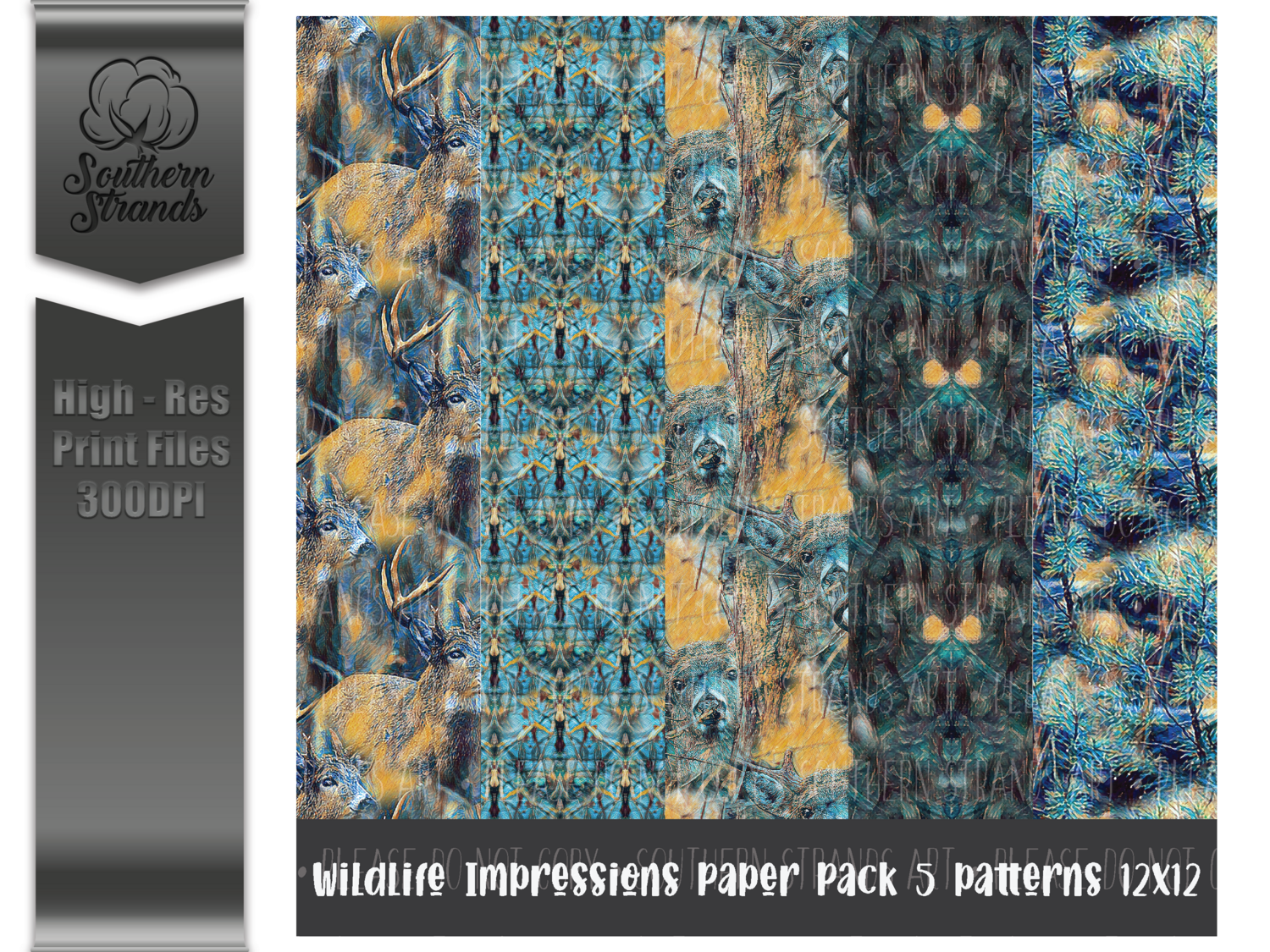 Wildlife Impressions Paper Pack 5 Patterns 12x12  | DIGITAL PAPER