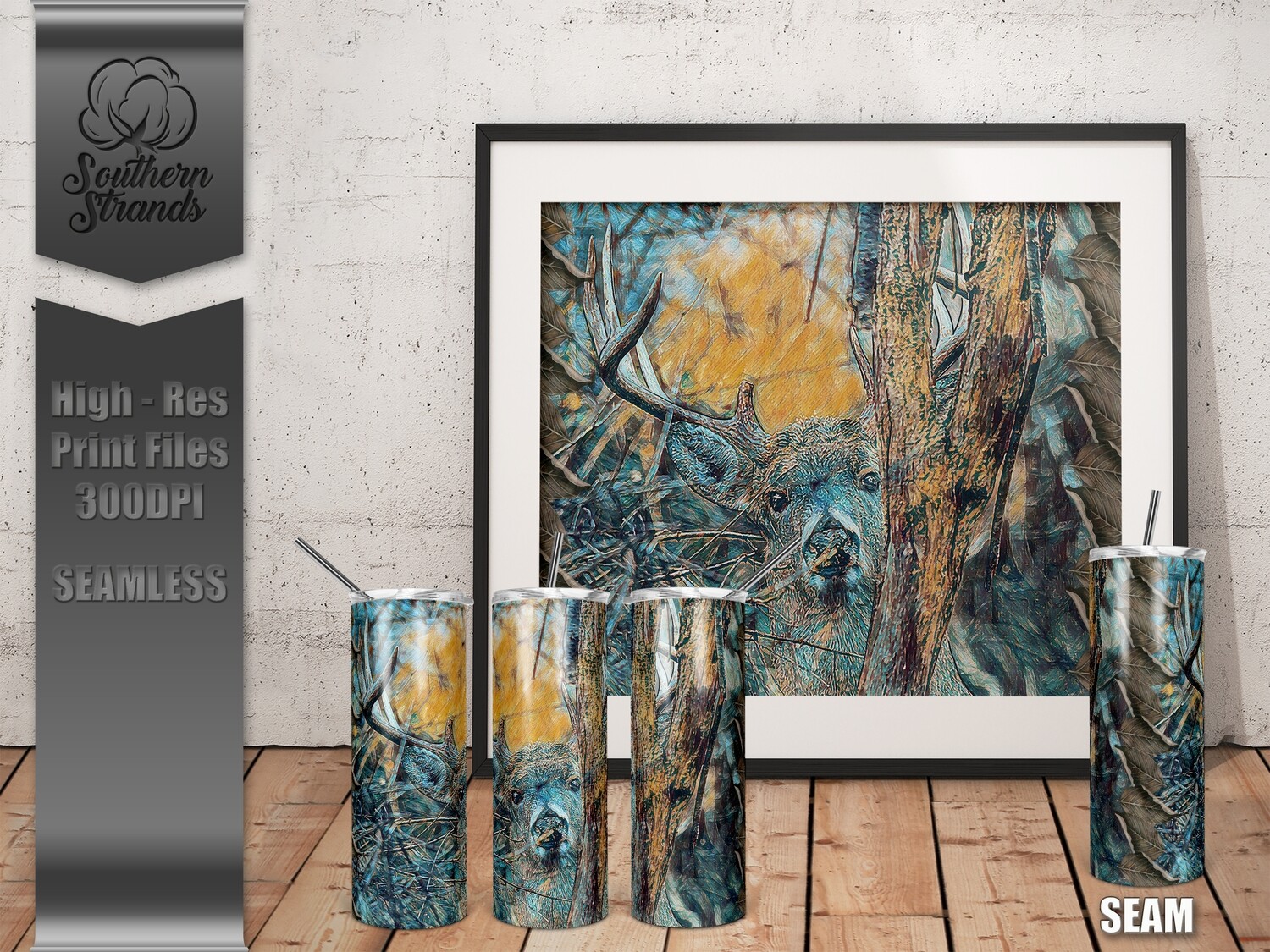 Deer Impression 1 Skinny 20 Tumbler | SEAMLESS | DIGITAL DESIGN