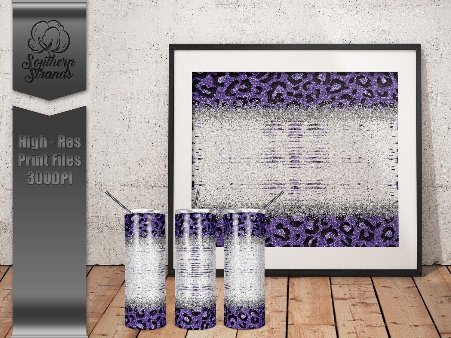 Purple 2-Silver Glitter Leopard Tumbler | DIGITAL DESIGN
