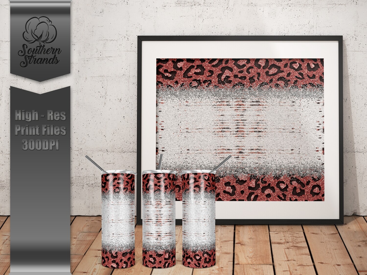 TerraCotta-Silver Glitter Leopard Tumbler | DIGITAL DESIGN