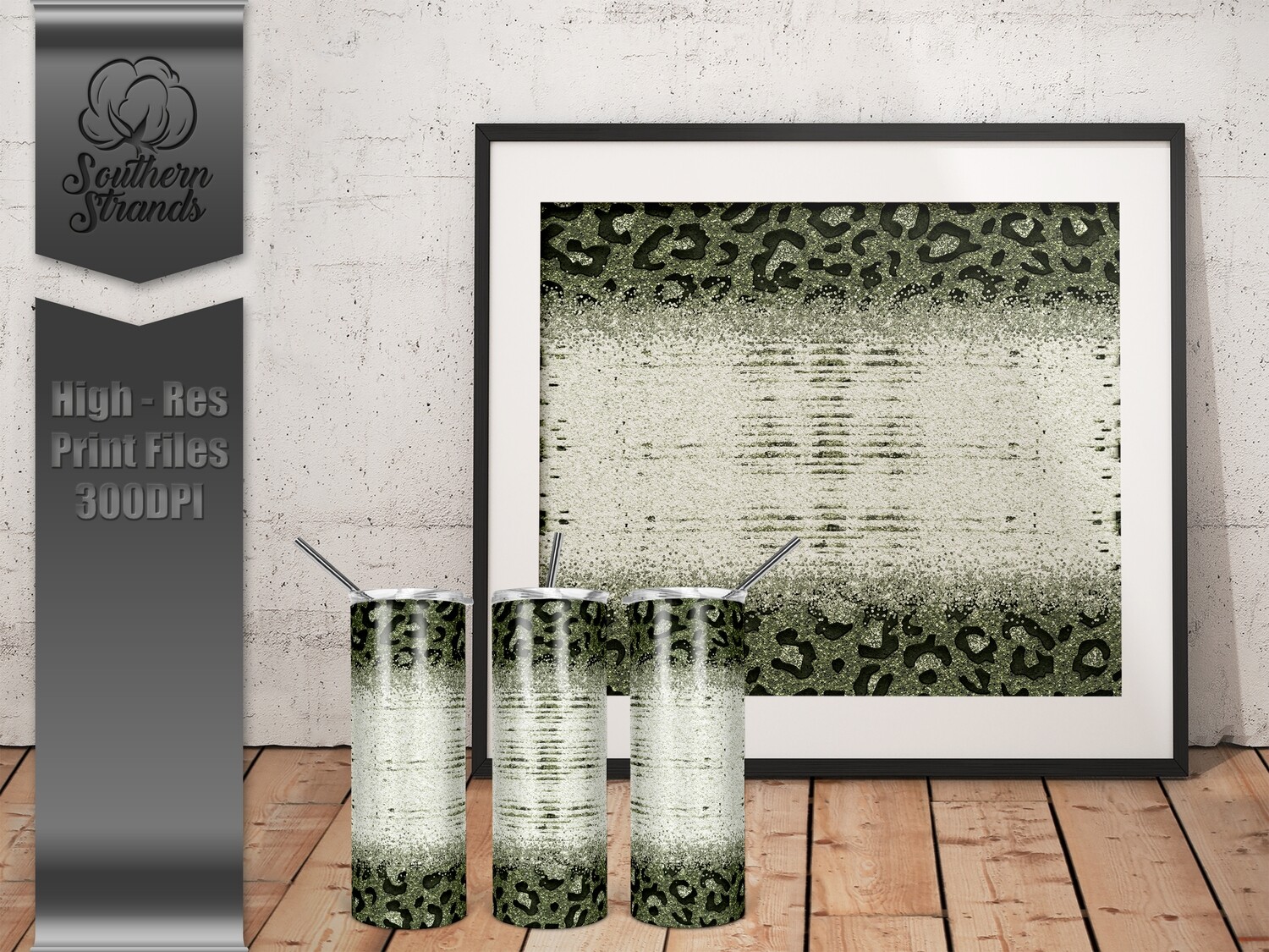 Green Glitter Leopard Tumbler | DIGITAL DESIGN