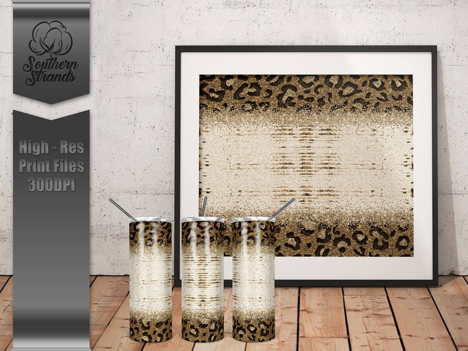 Golden Glitter Leopard Tumbler | DIGITAL DESIGN