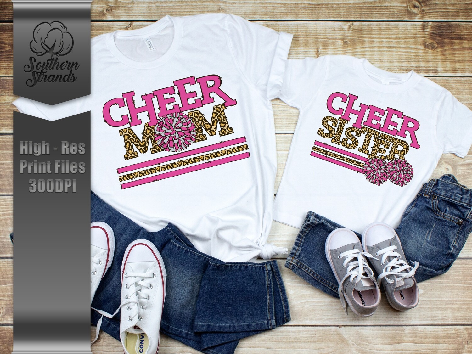 Leopard Cheer | MOM &amp; SISTER | Pink and Silver | DIGITAL DESIGN