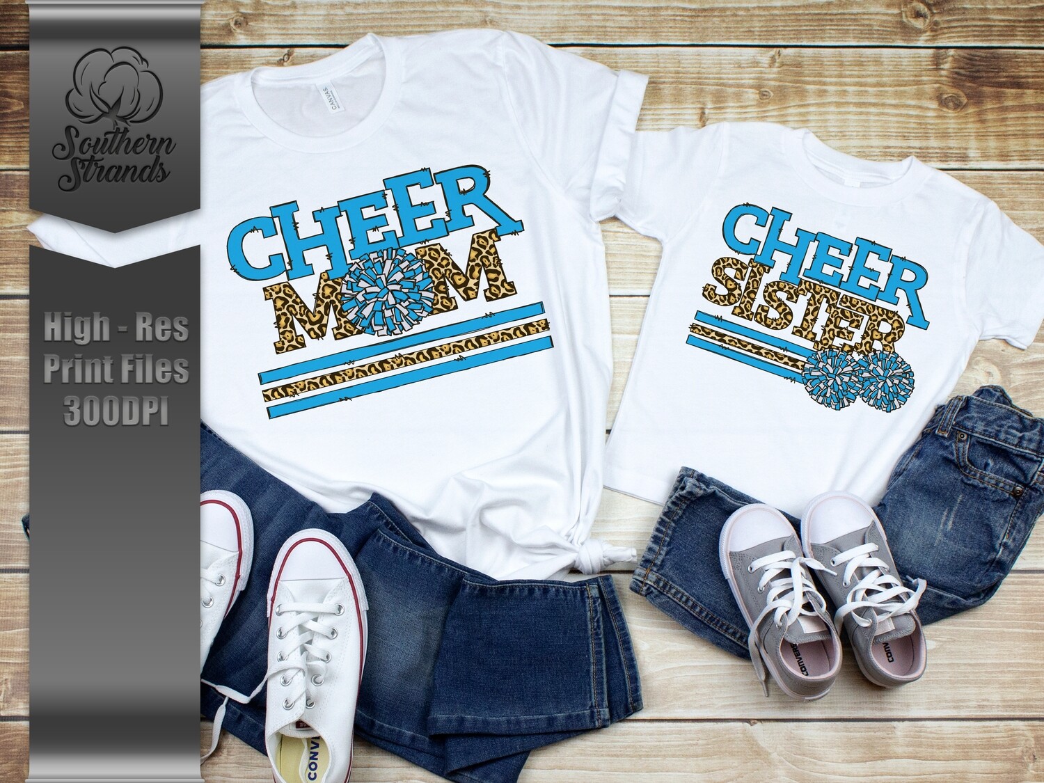 Leopard Cheer | MOM &amp; SISTER | Columbia Blue | DIGITAL DESIGN