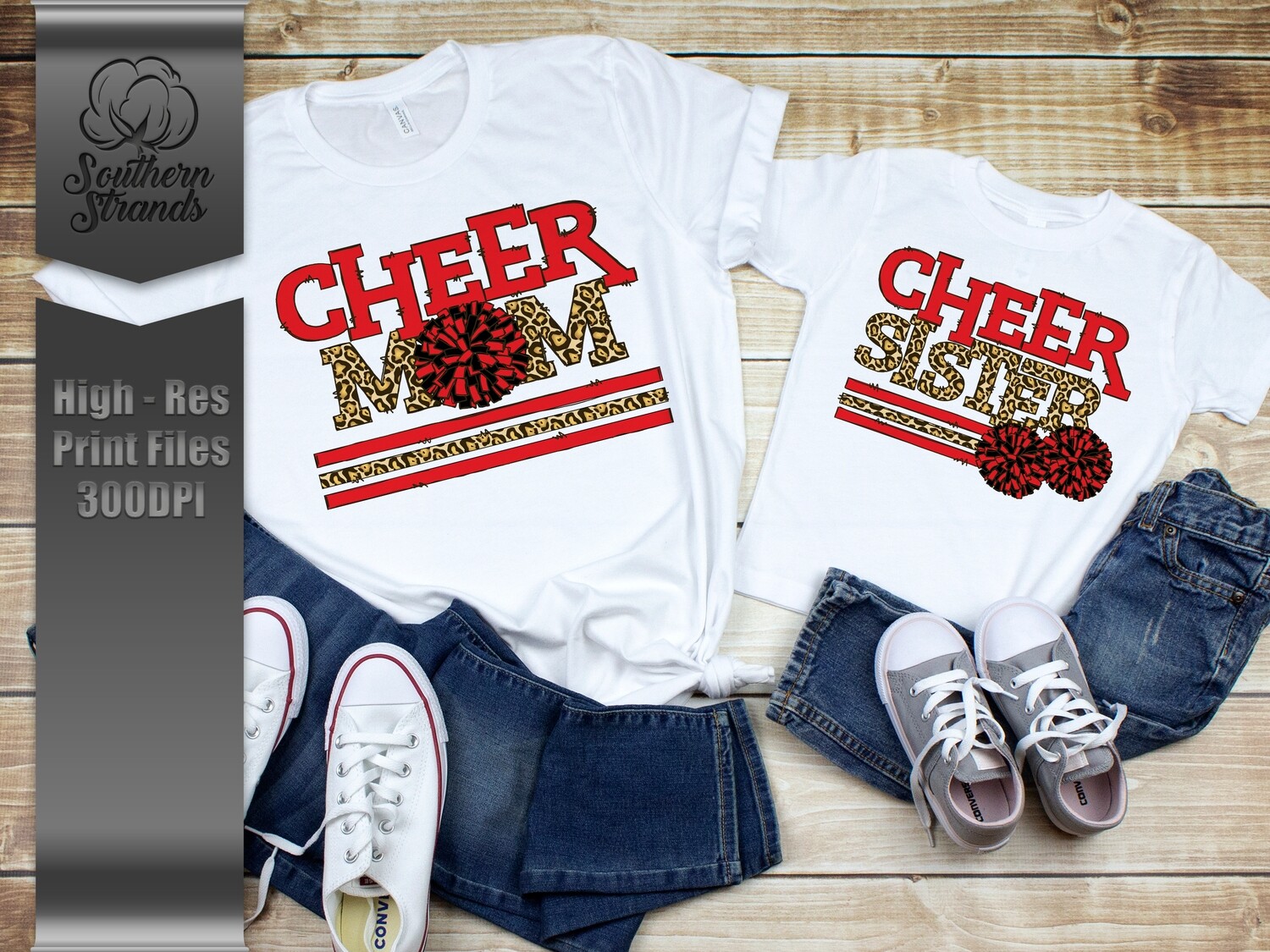 Leopard Cheer | MOM &amp; SISTER | Black and Red | DIGITAL DESIGN