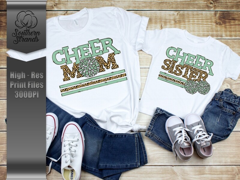 Leopard Cheer | MOM &amp; SISTER | Mint Green | DIGITAL DESIGN