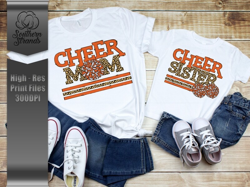 Leopard Cheer | MOM &amp; SISTER | Orange | DIGITAL DESIGN