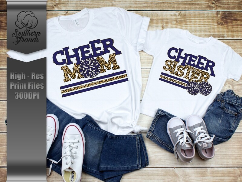 Leopard Cheer | MOM &amp; SISTER | Navy | DIGITAL DESIGN