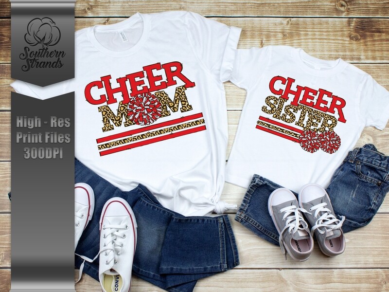 Leopard Cheer | MOM &amp; SISTER | Red | DIGITAL DESIGN