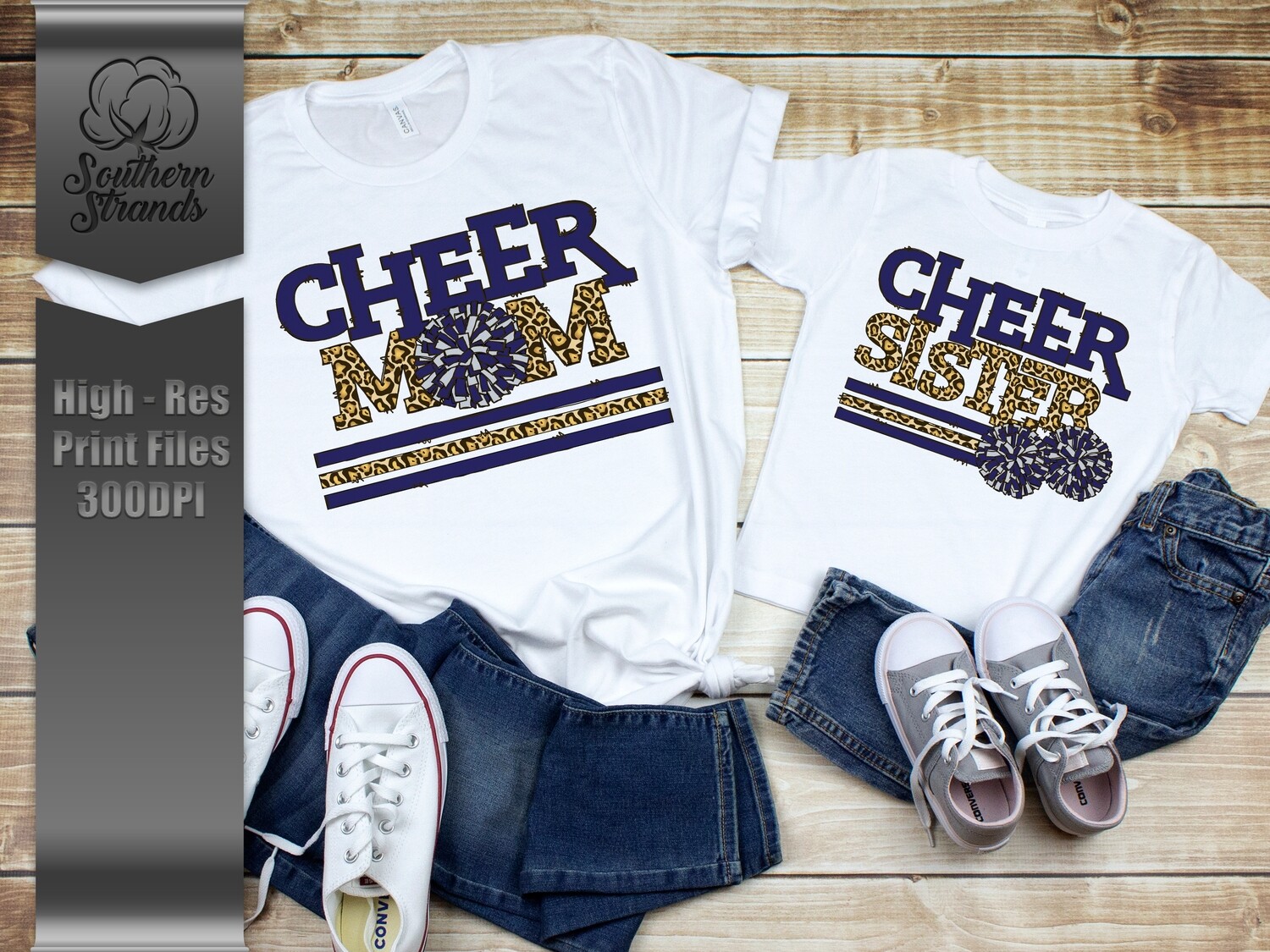 Leopard Cheer | MOM &amp; SISTER | Navy and Silver | DIGITAL DESIGN