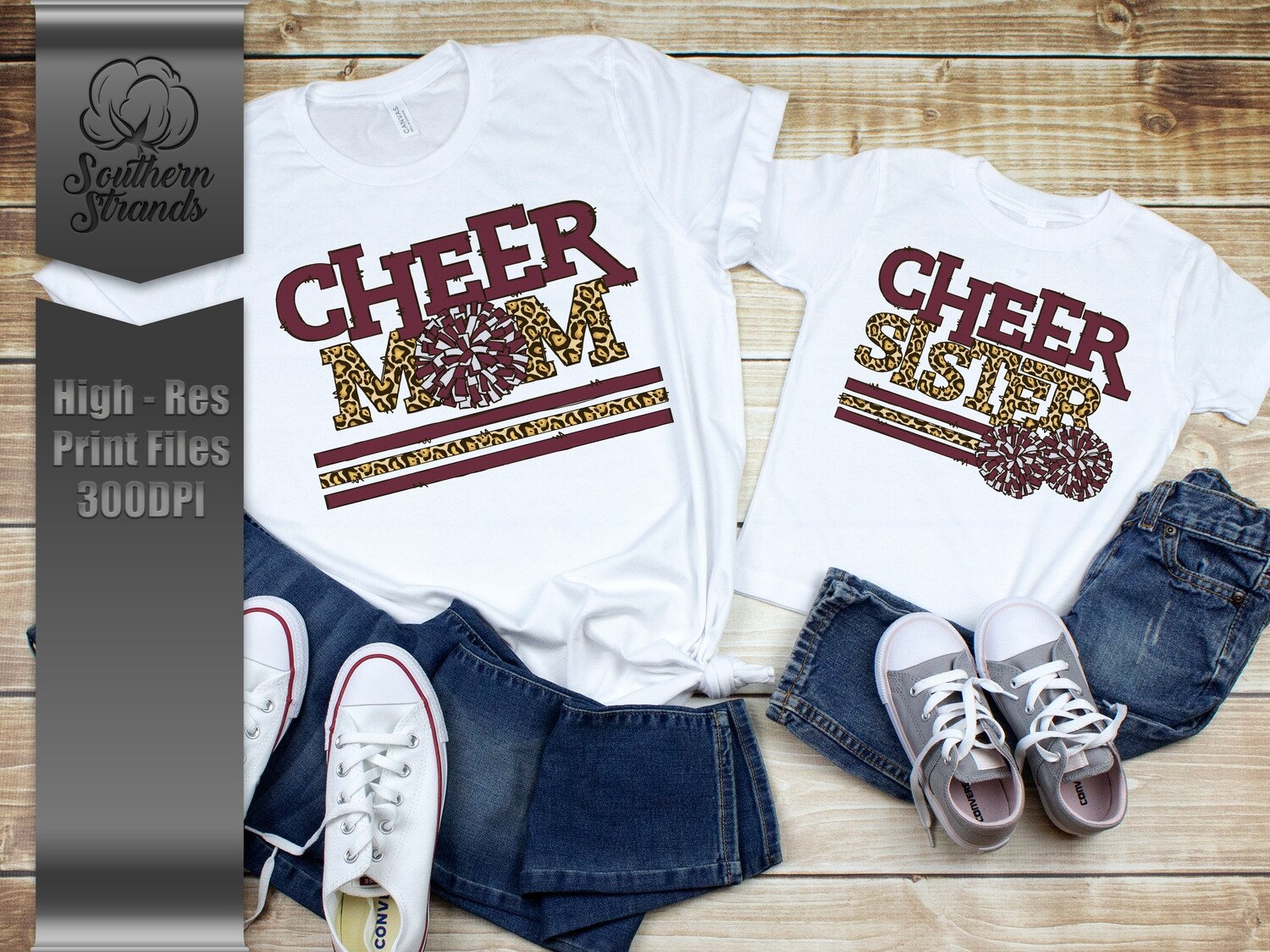 Leopard Cheer | MOM &amp; SISTER | Maroon | DIGITAL DESIGN