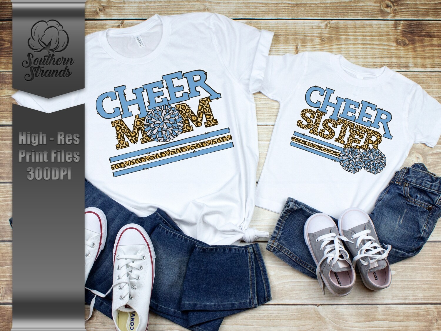 Leopard Cheer | MOM &amp; SISTER | Carolina Blue | DIGITAL DESIGN