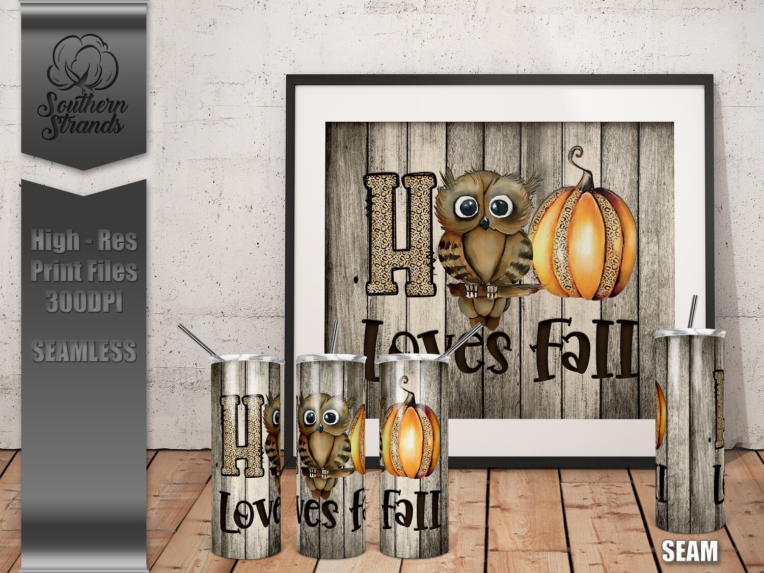 Hoo Loves Fall | Skinny 20 Tumbler | SEAMLESS | DIGITAL DESIGN