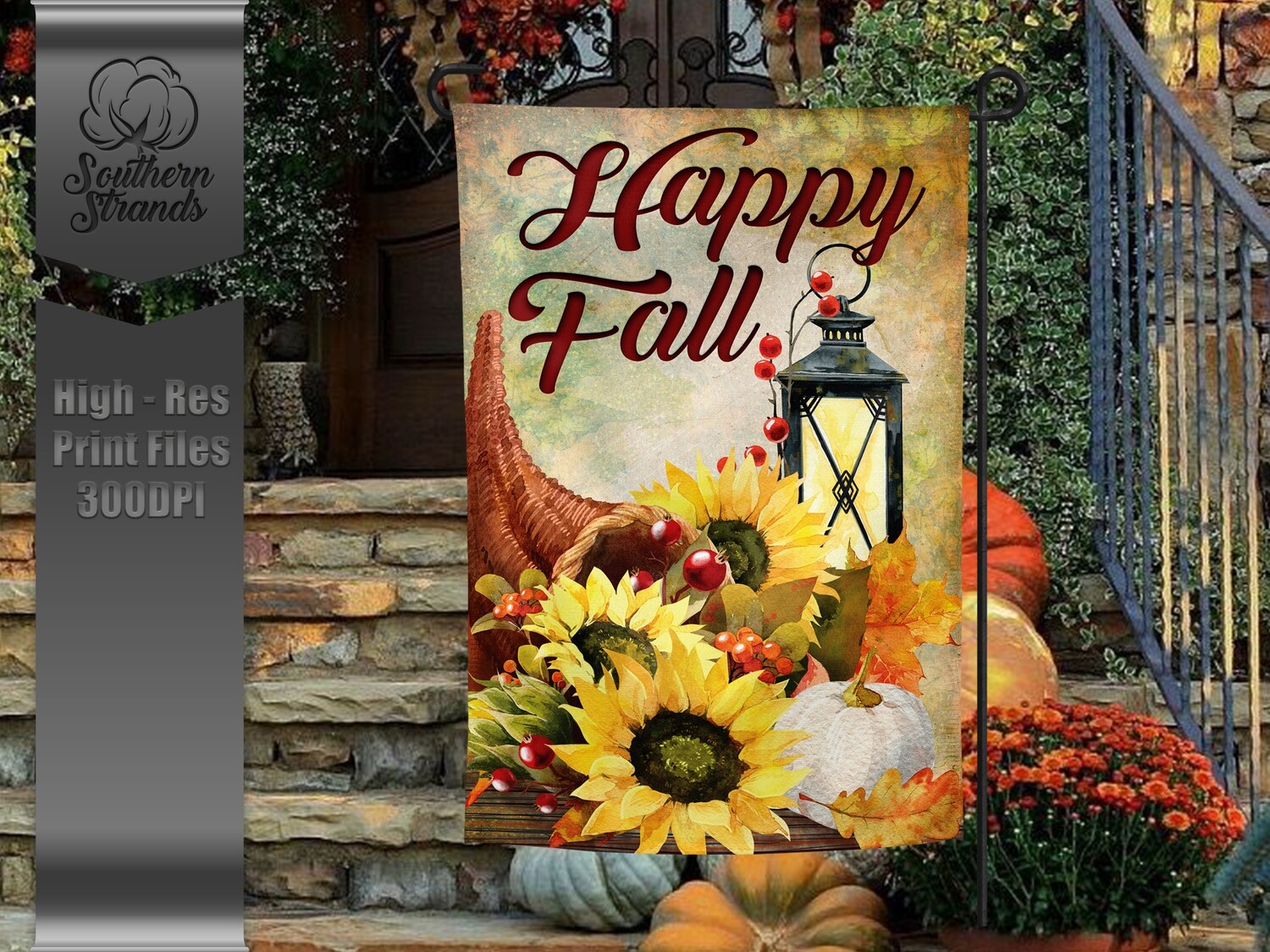 Fall Cornucopia Garden Flag | 12x18 | Digital Design