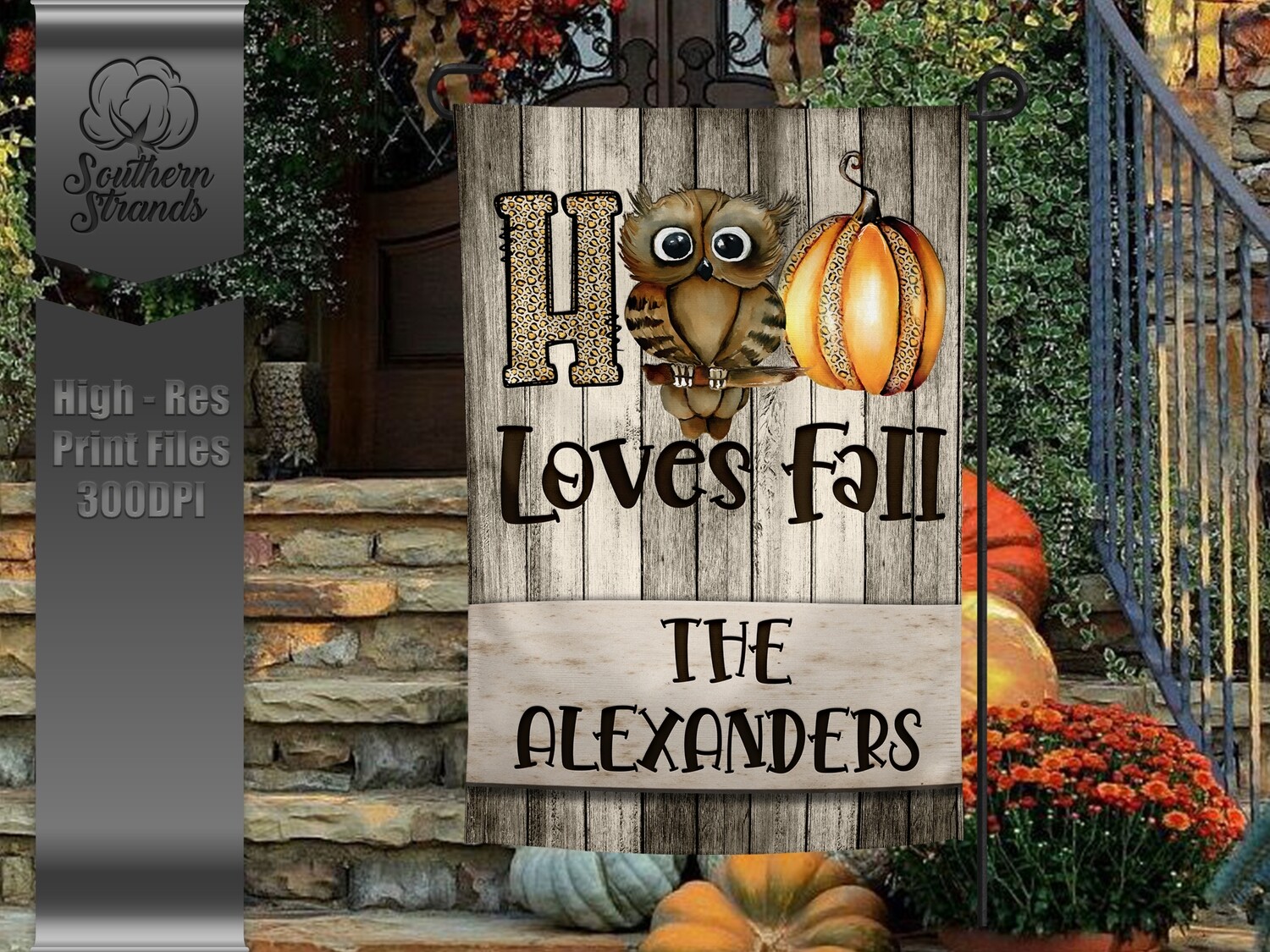HOO Loves Fall Garden Flag | 12x18 | Digital Design