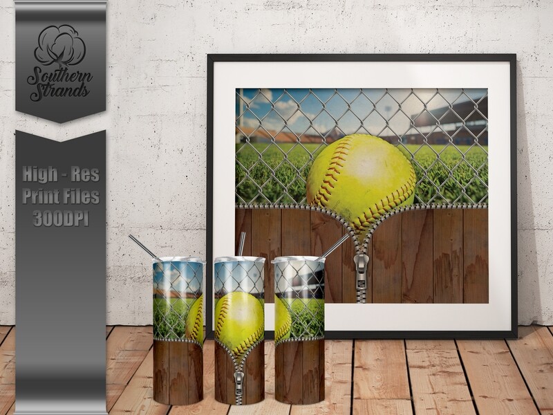 Zipper Softball Tumbler | DIGITAL DESIGN