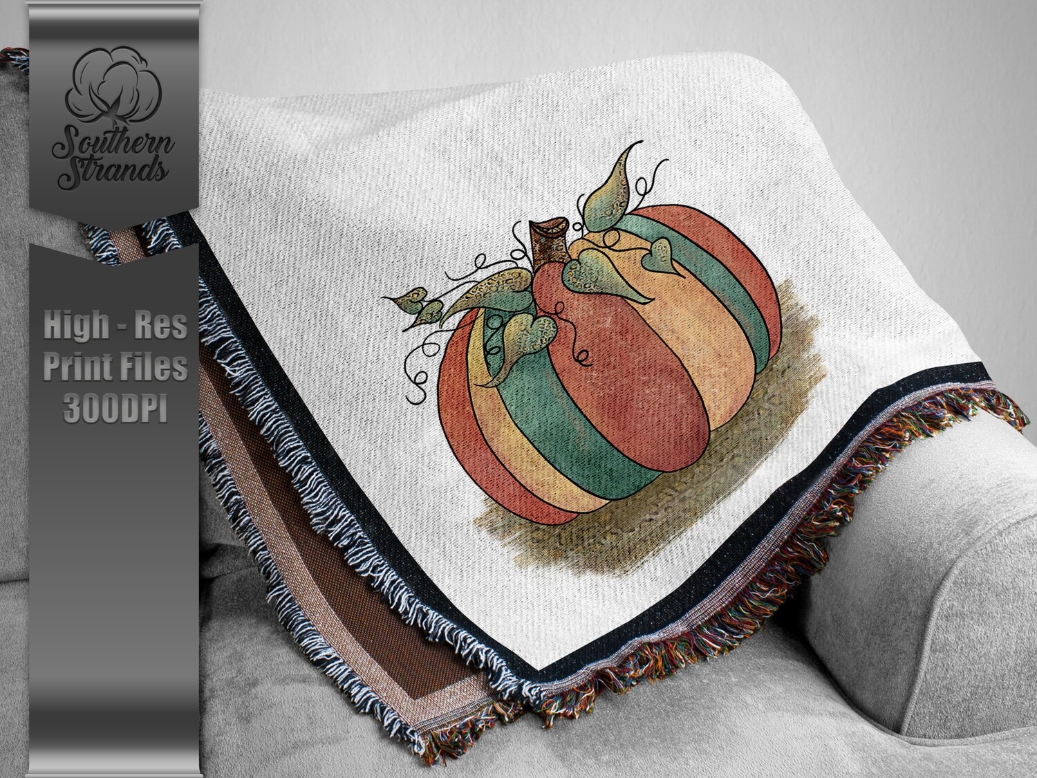 Teal and Melon Pumpkin| Digital Download