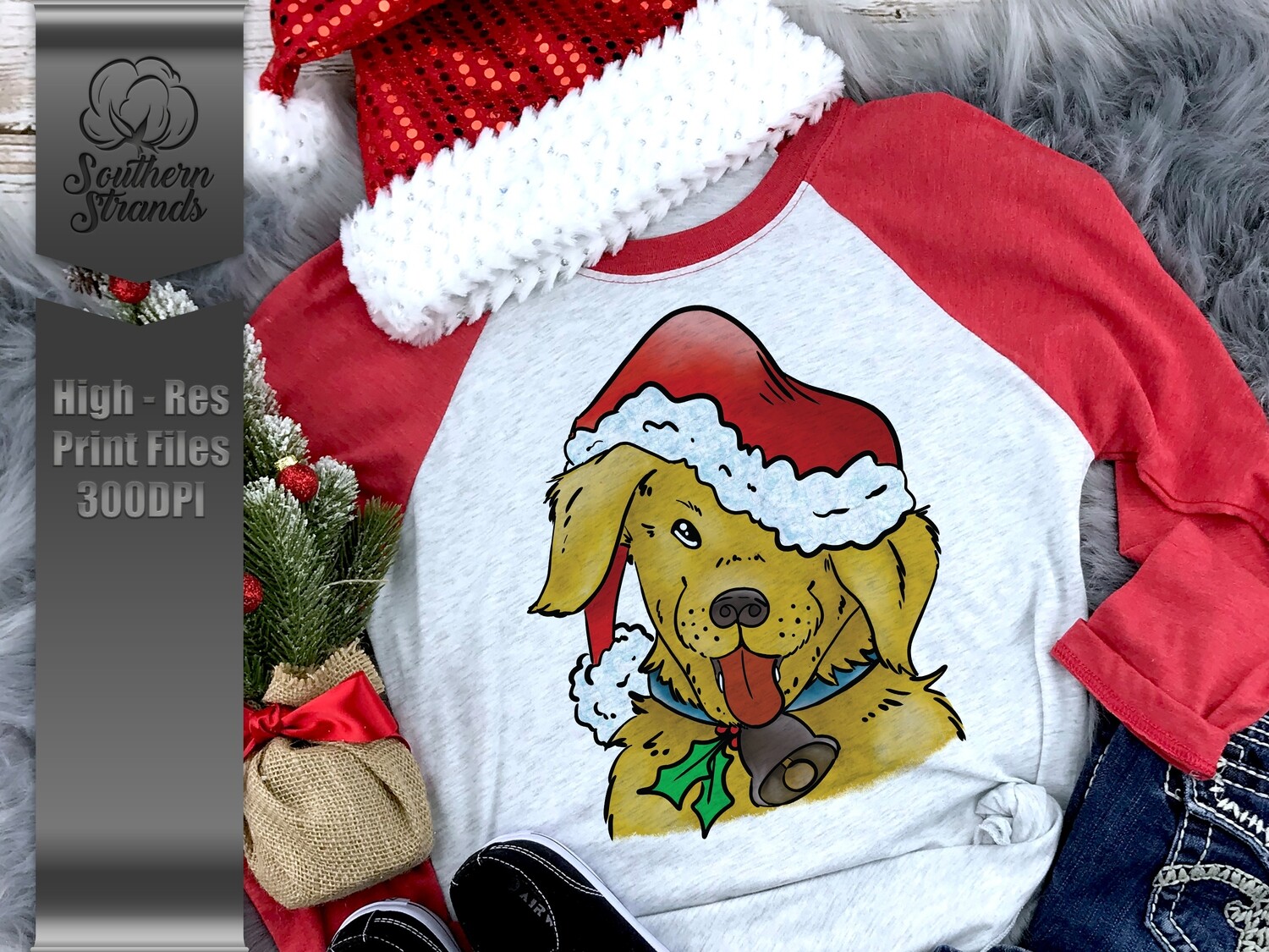Golden Christmas Puppy | Digital Download