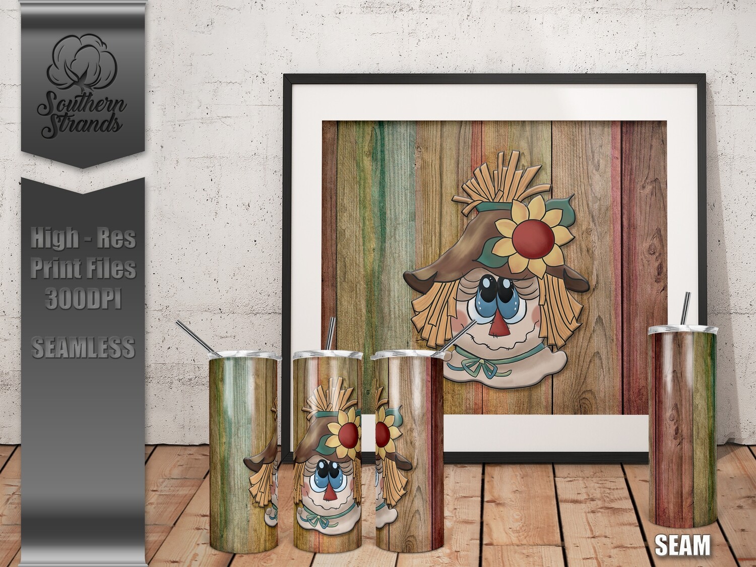 Silly Scarecrow Tumbler | SEAMLESS | DIGITAL DESIGN