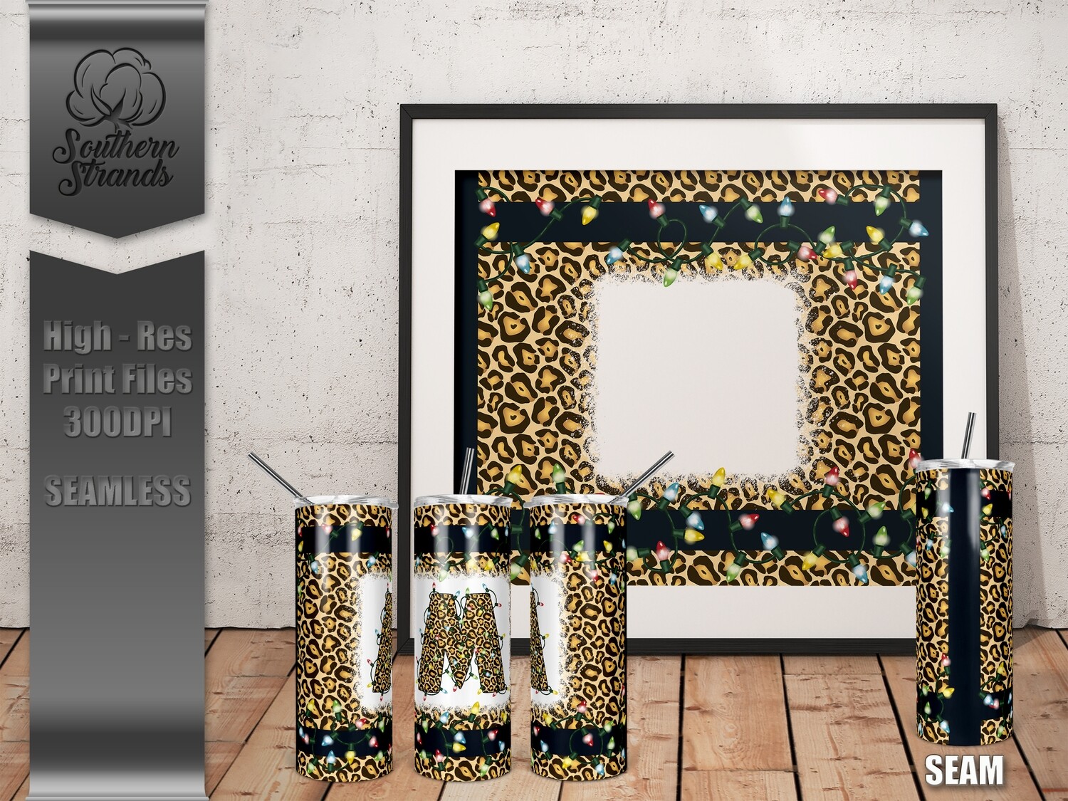 Funky Christmas Lights - Leopard Print - Letters Sold Separately | SEAMLESS | DIGITAL DESIGN