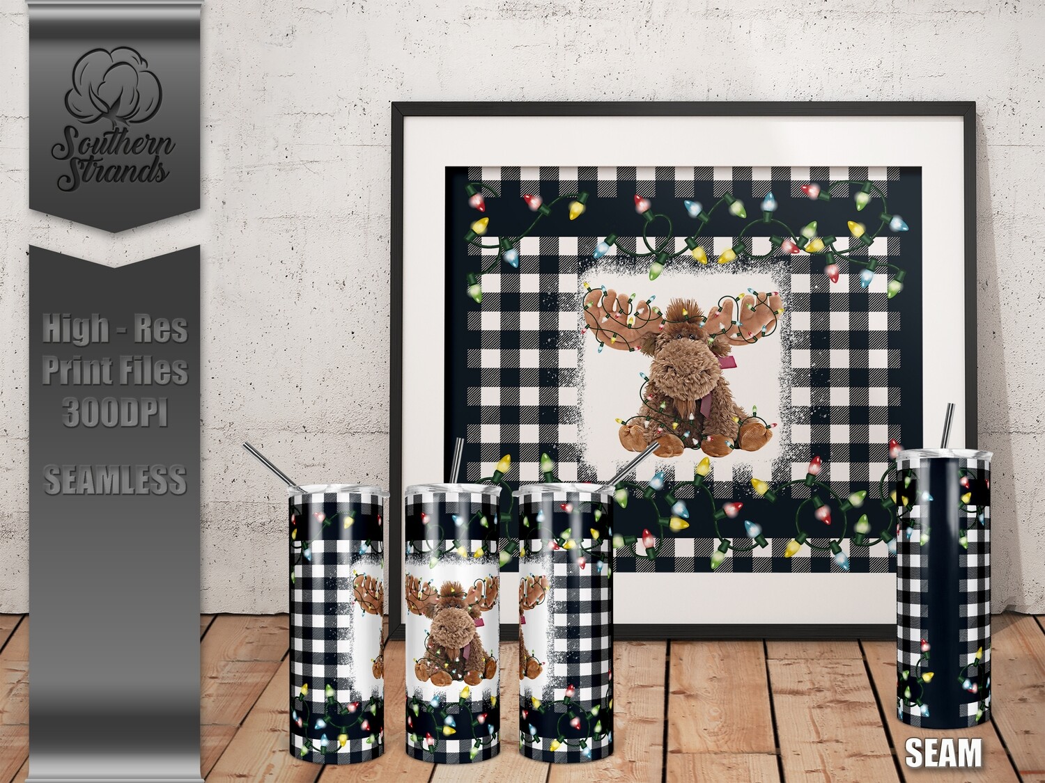 Funky Christmas Lights - Christmas Moose | SEAMLESS | DIGITAL DESIGN