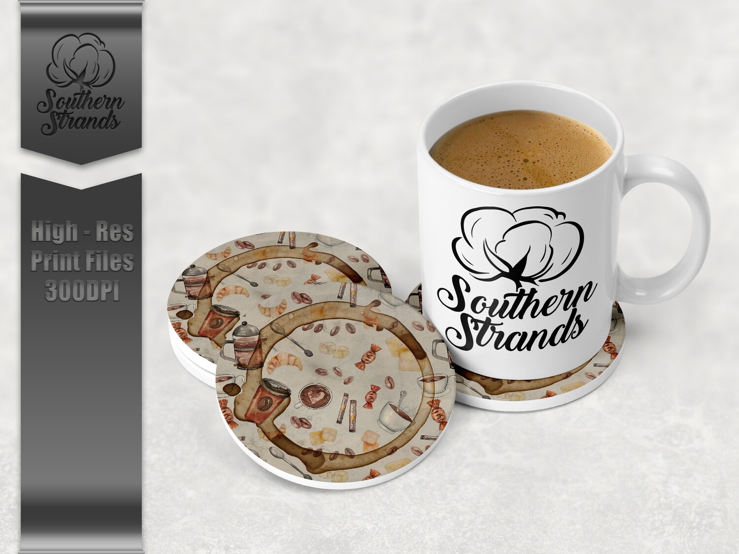 Coffee Stain Coasters - Round and Square | DIGITAL DESIGN
