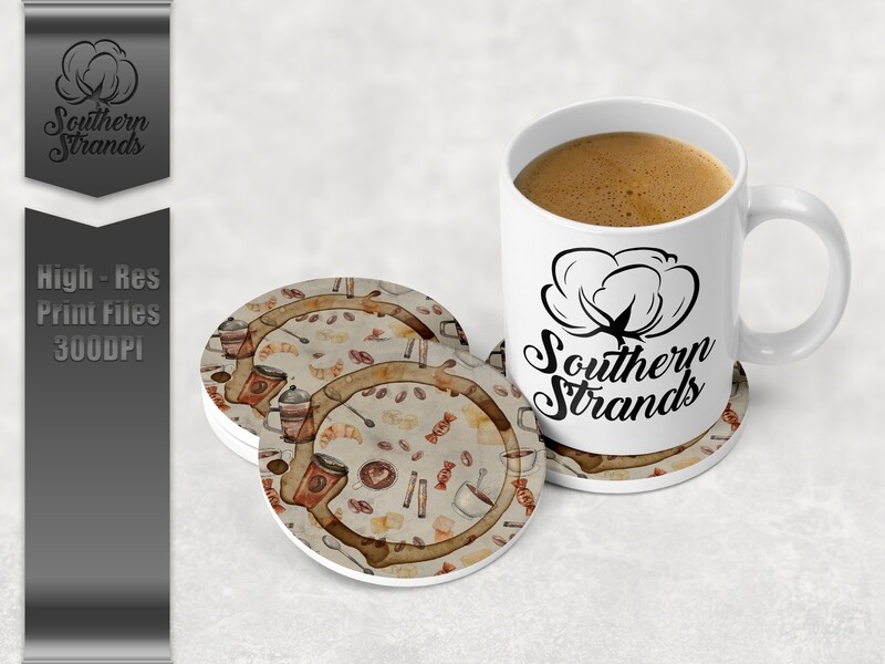 Coffee Stain Coasters - Round and Square | DIGITAL DESIGN