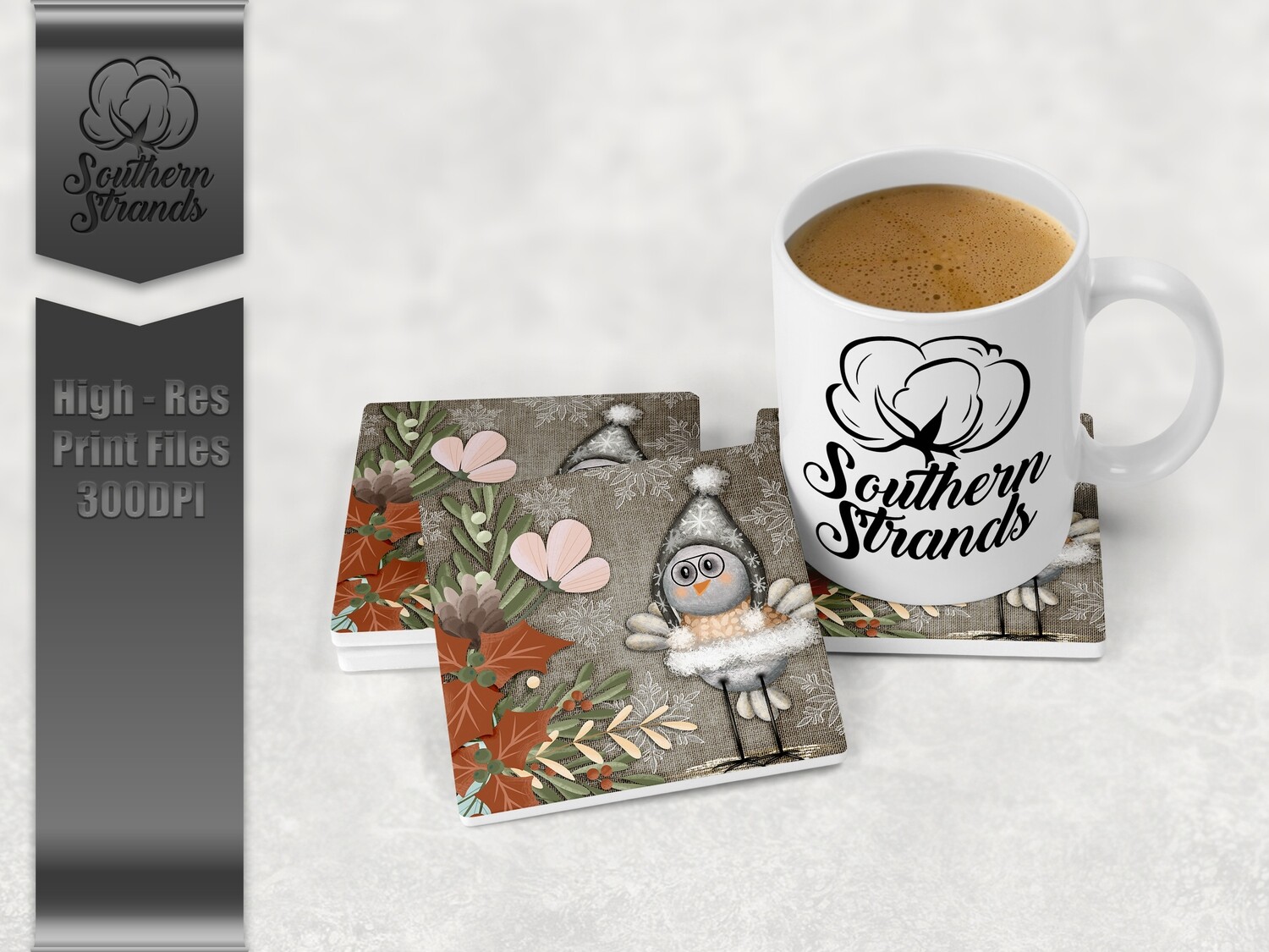 Winter Wildlife Coasters - Bird - Round and Square | DIGITAL DESIGN