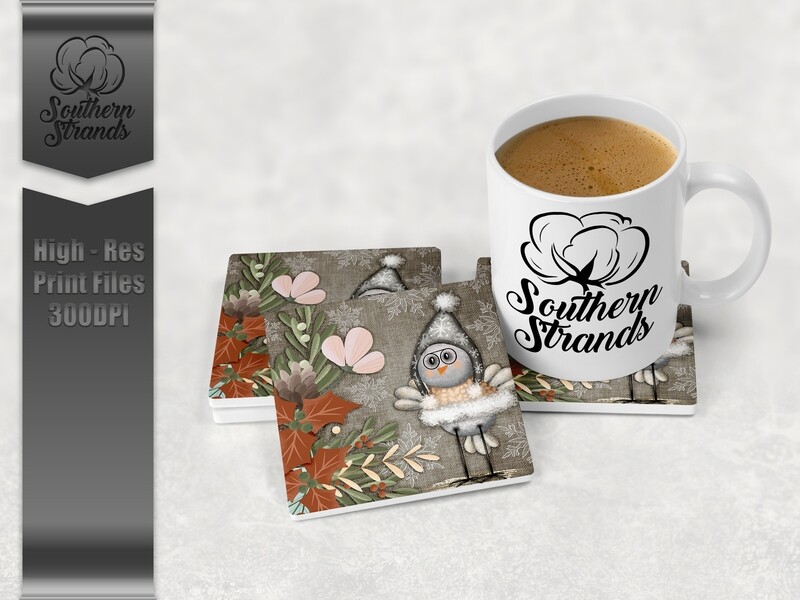 Winter Wildlife Coasters - Bird - Round and Square | DIGITAL DESIGN