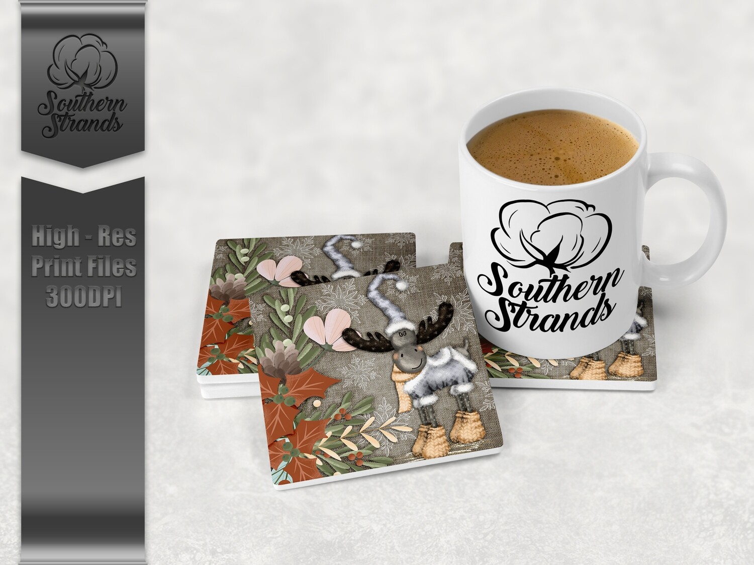 Winter Wildlife Coasters - Moose - Round and Square | DIGITAL DESIGN